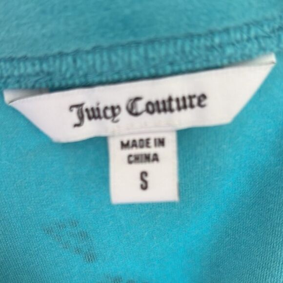Vintage Y2K Juicy Couture Turquoise Mini Wrap Skirt Coverup w Rhinestone Logo - Picture 4 of 7